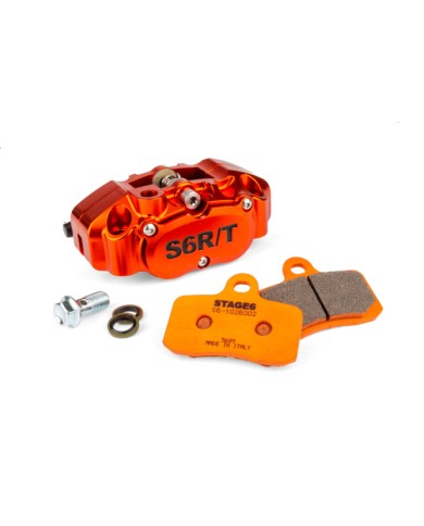 KIT FRENO PINZA RADIAL 4 PISTONES MK2 STAGE6 R/T NARANJA + PASTILLAS RACING