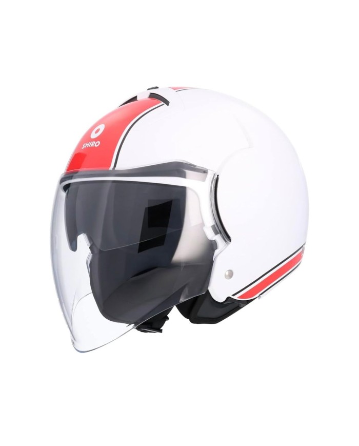 CASCO SHIRO SH64 BLANCO Y ROJO